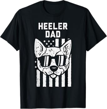 Heeler Dad Flag Cool Blue Red Cattle Dog Patriotic Men Gift T-Shirt