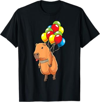 Capybara Giant Cavy Rodent With Balloons Capybara T-Shirt