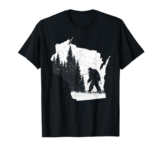Wisconsin Bigfoot Pride Sasquatch Silhouette Forest Lovers T-Shirt