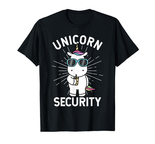 Halloween Dad Mom Daughter Adult Costume | Unicorn Security T-Shirt