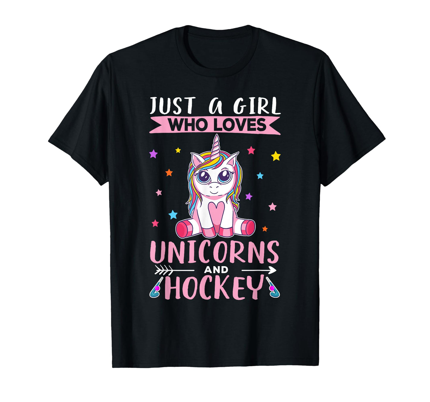Just A Girl Who Loves Unicorns And Hockey Field Hockey T-Shirt