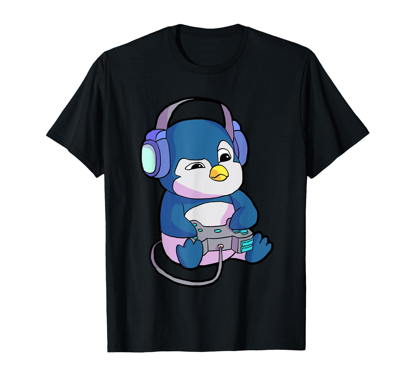 Funny Gamer Gifts & Gaming Shirts for Men & Boys - Unisex-Adults, Kids - Black - Short Sleeve - T-Shirt - Small - Modern - Gamer Penguin Theme - Christmas, Birthday