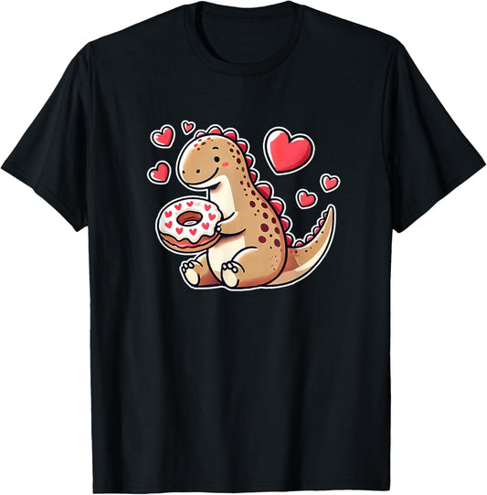 Dino with Hearts & Donut T-Shirt
