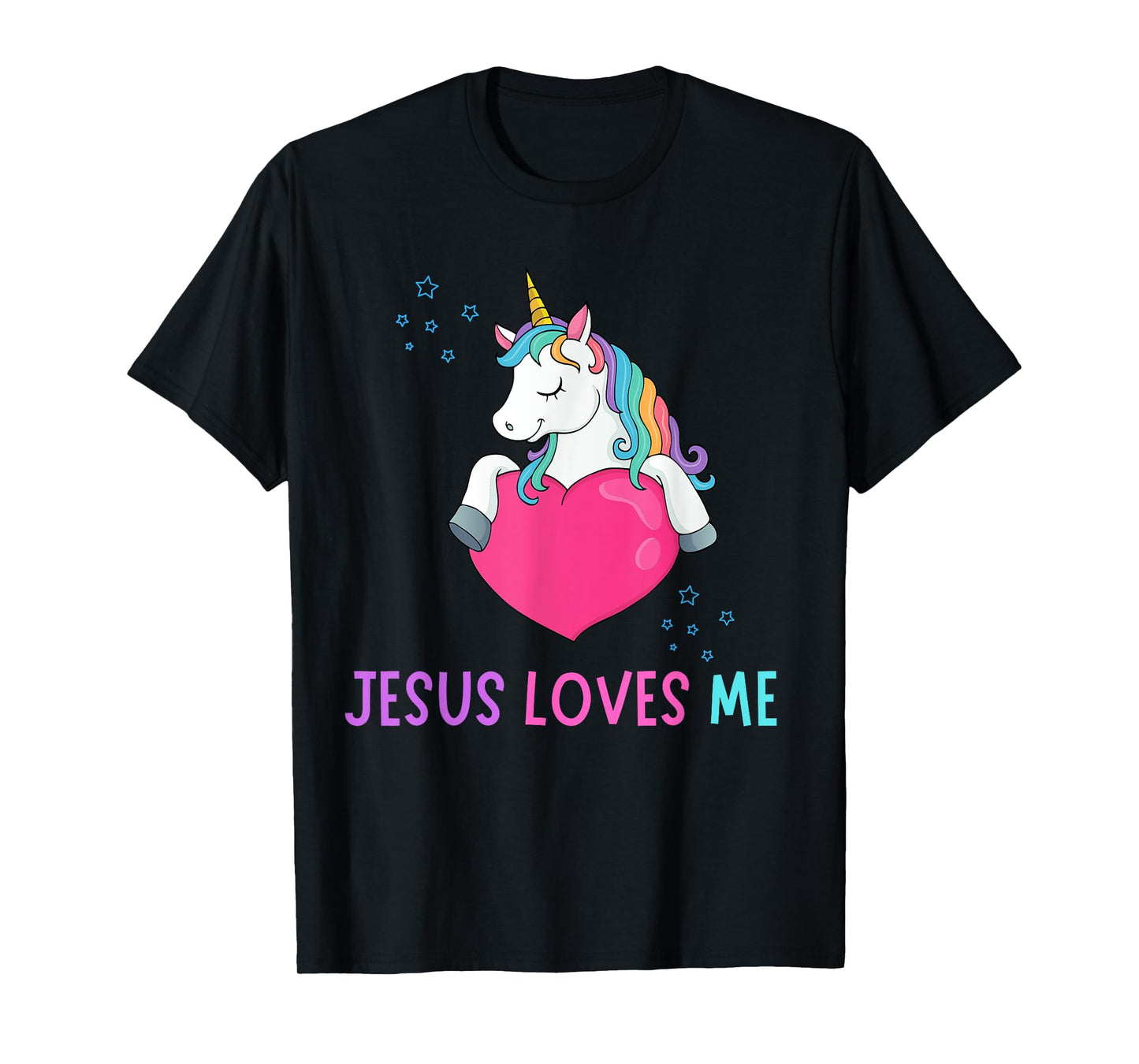 Kids Jesus Loves Me Christian Bible Girls Rainbow Unicorn T-Shirt