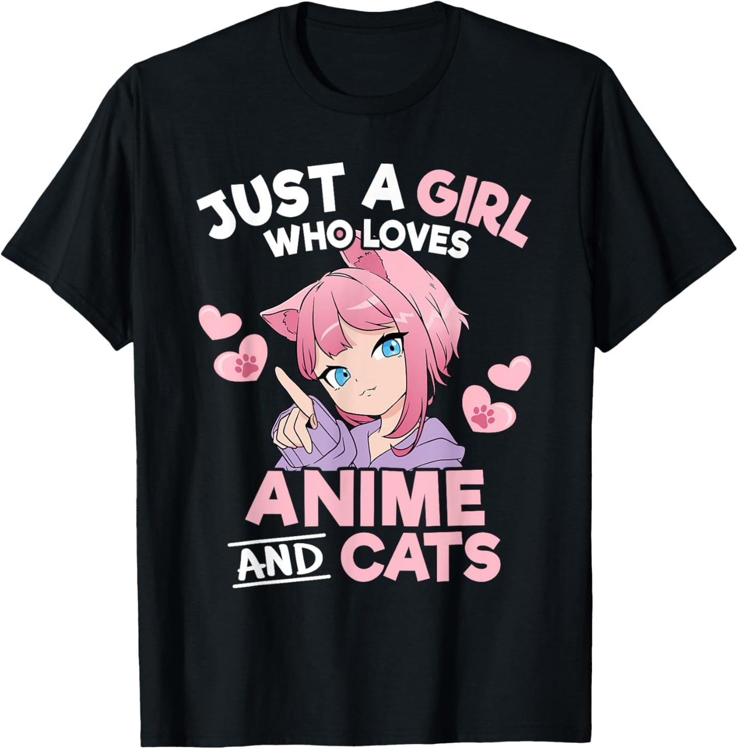 Just A Girl Who Loves Anime And Cats Cute Otaku Manga T-Shirt