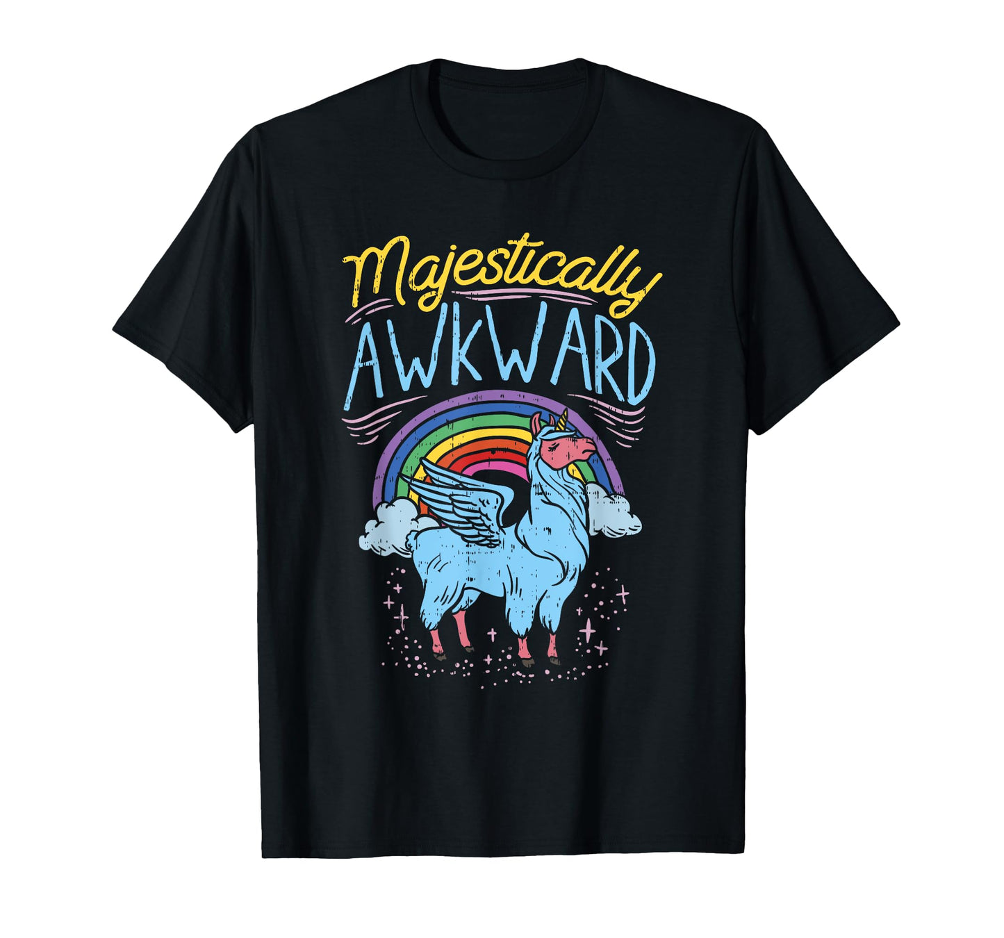 Majestically Awkward Funny Llamacorn Llama Unicorn Rainbow T-Shirt