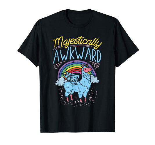 Majestically Awkward Funny Llamacorn Llama Unicorn Rainbow T-Shirt