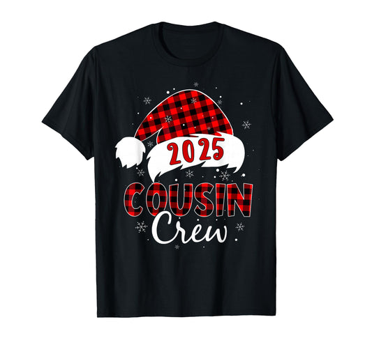 Buffalo Plaid Santa 2025 Cousin Crew Christmas Xmas Holiday T-Shirt