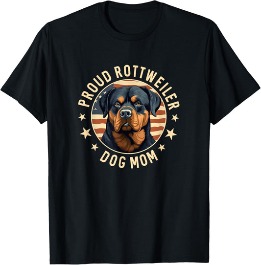 Proud Rottweiler Mom American Flag Patriotic Rottie Mom T-Shirt