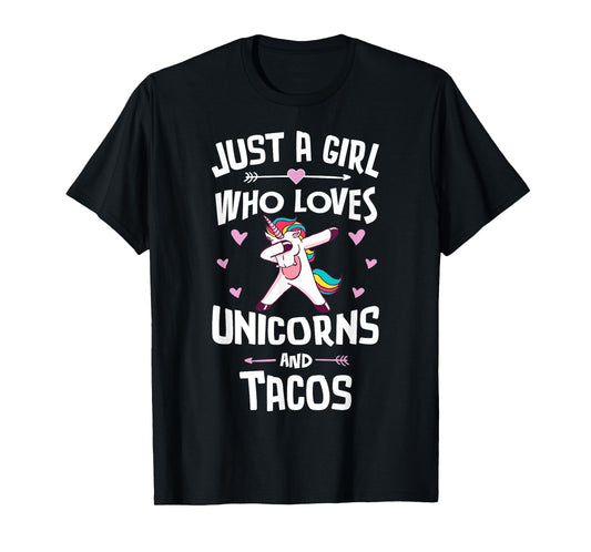 Just A Girl Who Loves Unicorns And Tacos Graphic Women T-Shirt