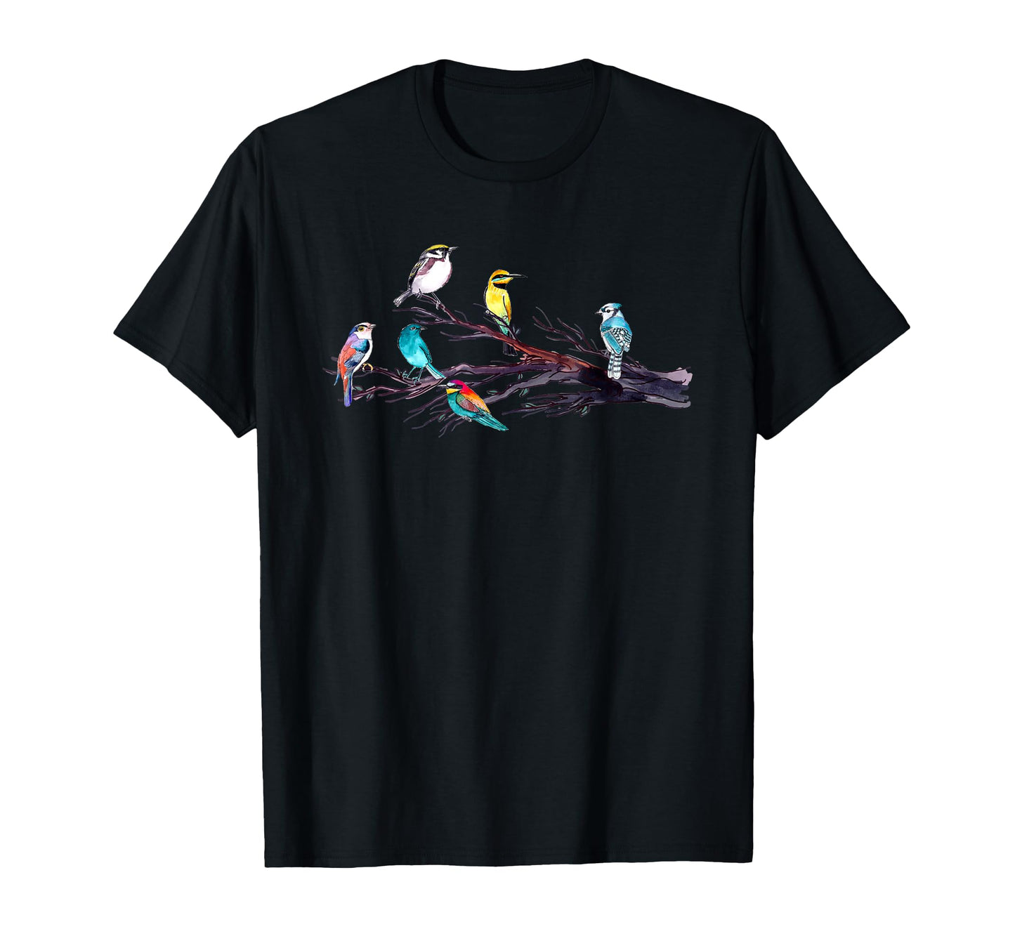 Bird Watching Birder Bird Lover Birds Perched On Tree Branch T-Shirt