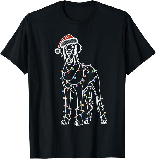 Great Dane Funny Santa Christmas Tree Lights, Pajamas Mom T-Shirt