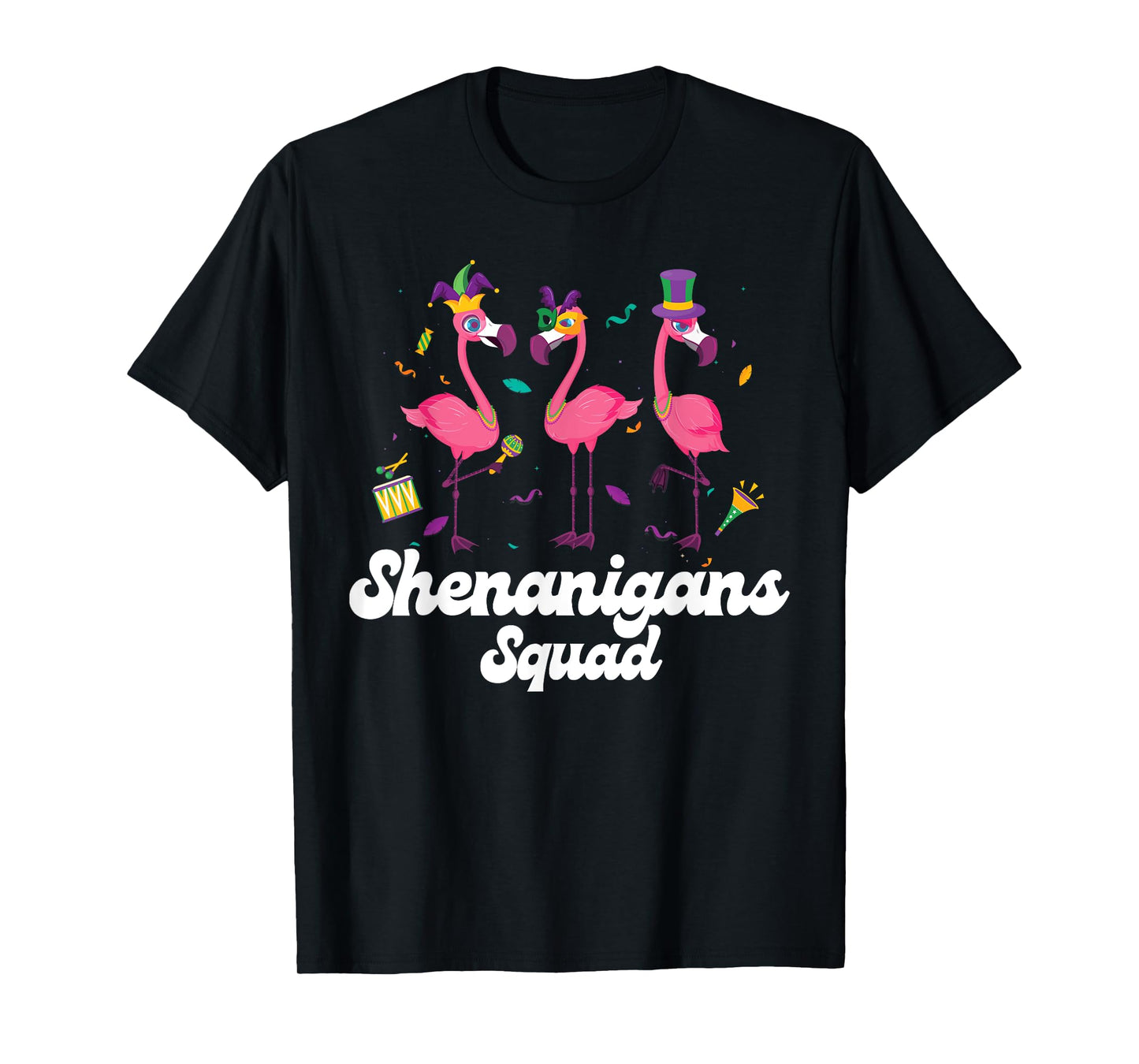 Shenanigans Squad Mardi Gras Flamingo Party Parade Matching T-Shirt