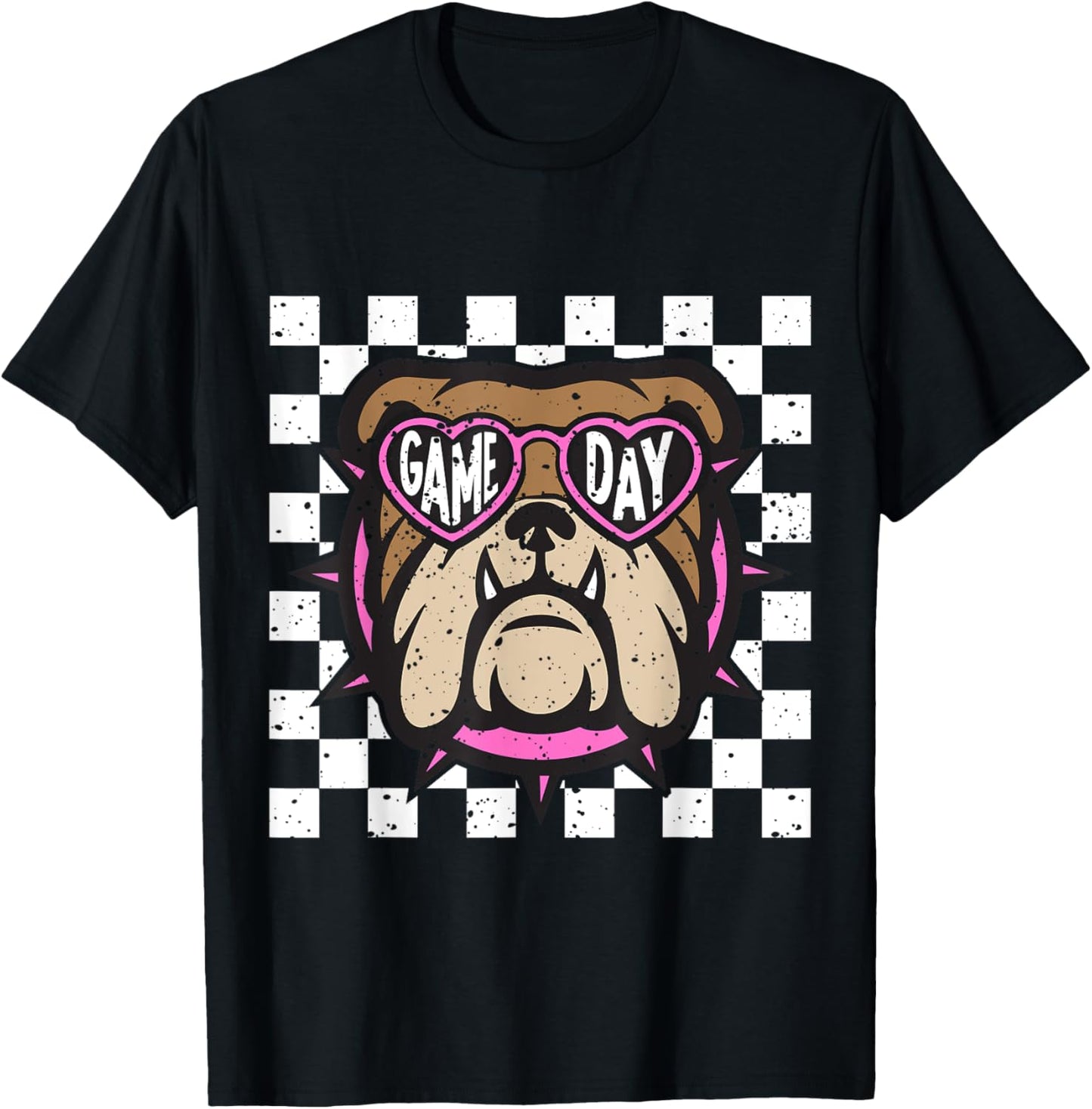 Checkered Bulldog Game Day T-shirt