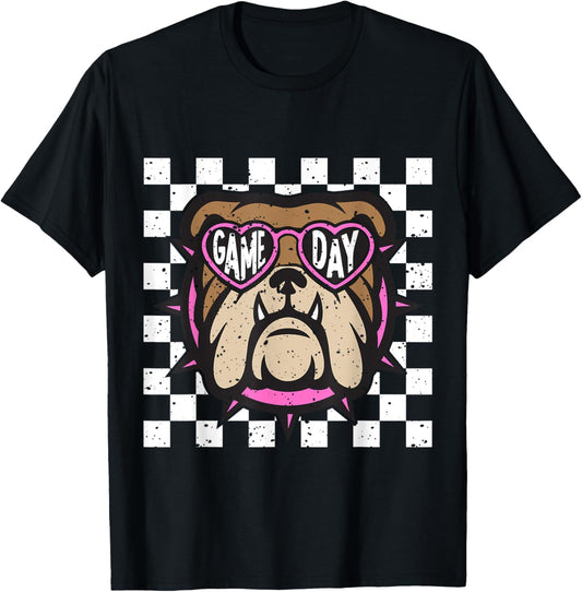Checkered Bulldog Game Day T-shirt