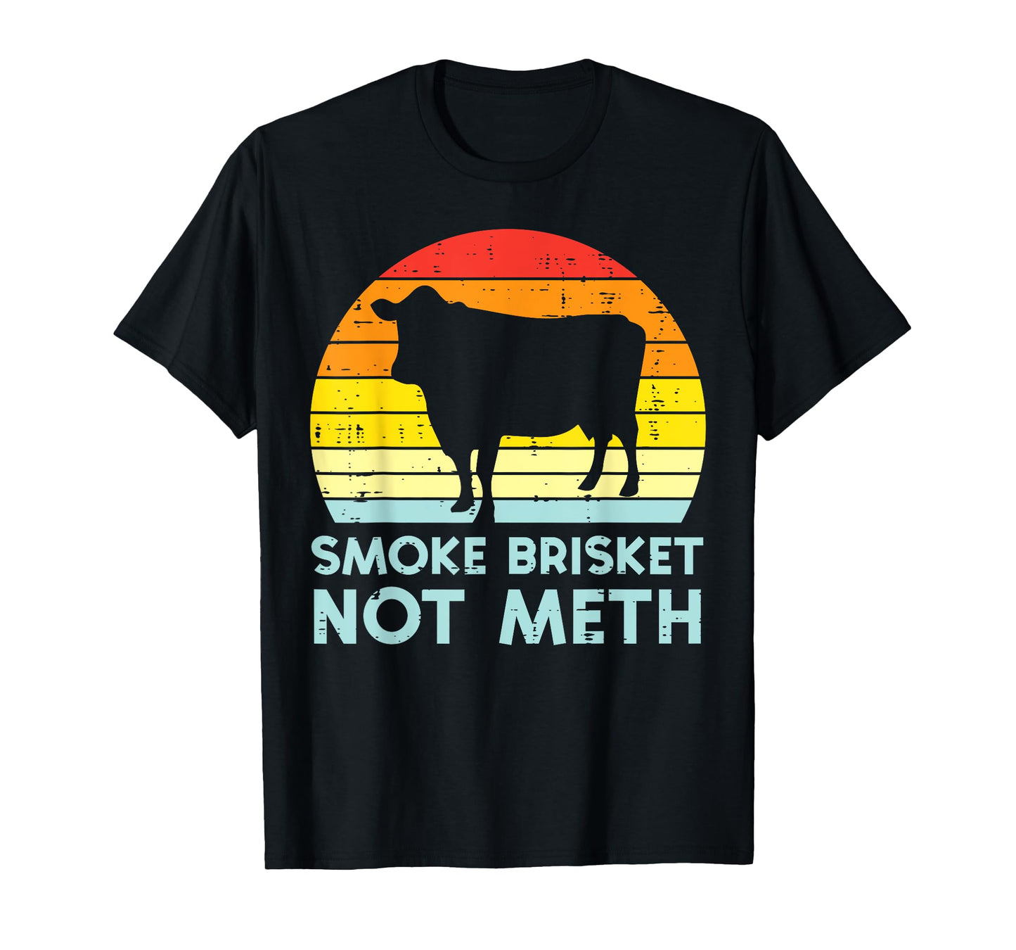 Grill Brisket Beef Sunset Retro Bbq Barbecue Grill Women Men T-Shirt