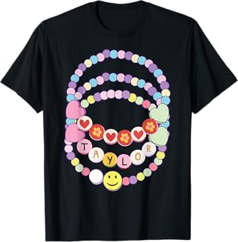 Retro TAYLOR First Name Personalized Friendship Bracelet T-Shirt