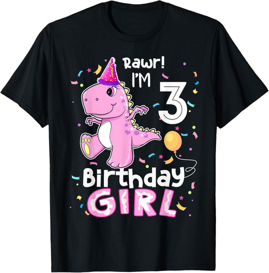 3 Year Old Dinosaur Birthday 3rd T Rex Dino Three Saurus T-Shirt