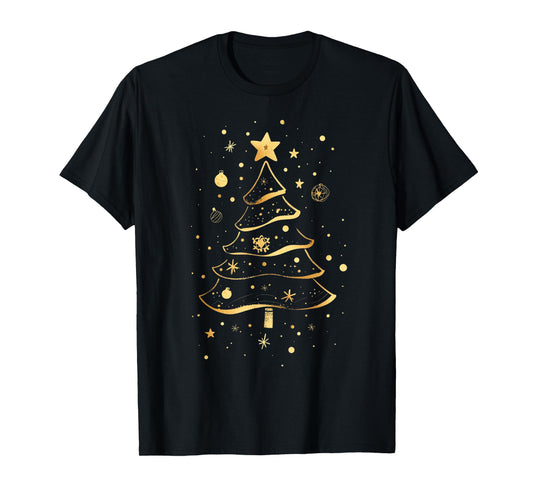 Golden Christmas Tree Design Elegant Sparkle Xmas Christmas T-Shirt