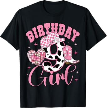 Happy 9th Birthday Girl Outfit Rodeo Western Cowgirl Cowboy T-Shirt