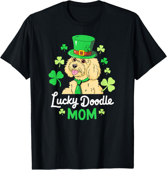 Women St. Patricks Day Goldendoodle Lucky Doodle Mom Dog T-Shirt