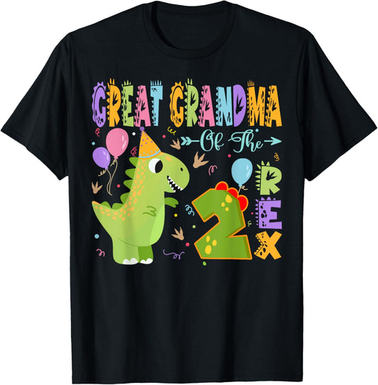 Great Grandma Of The Two Rex 2Nd Birthday Dinosaur Party T-Shirt