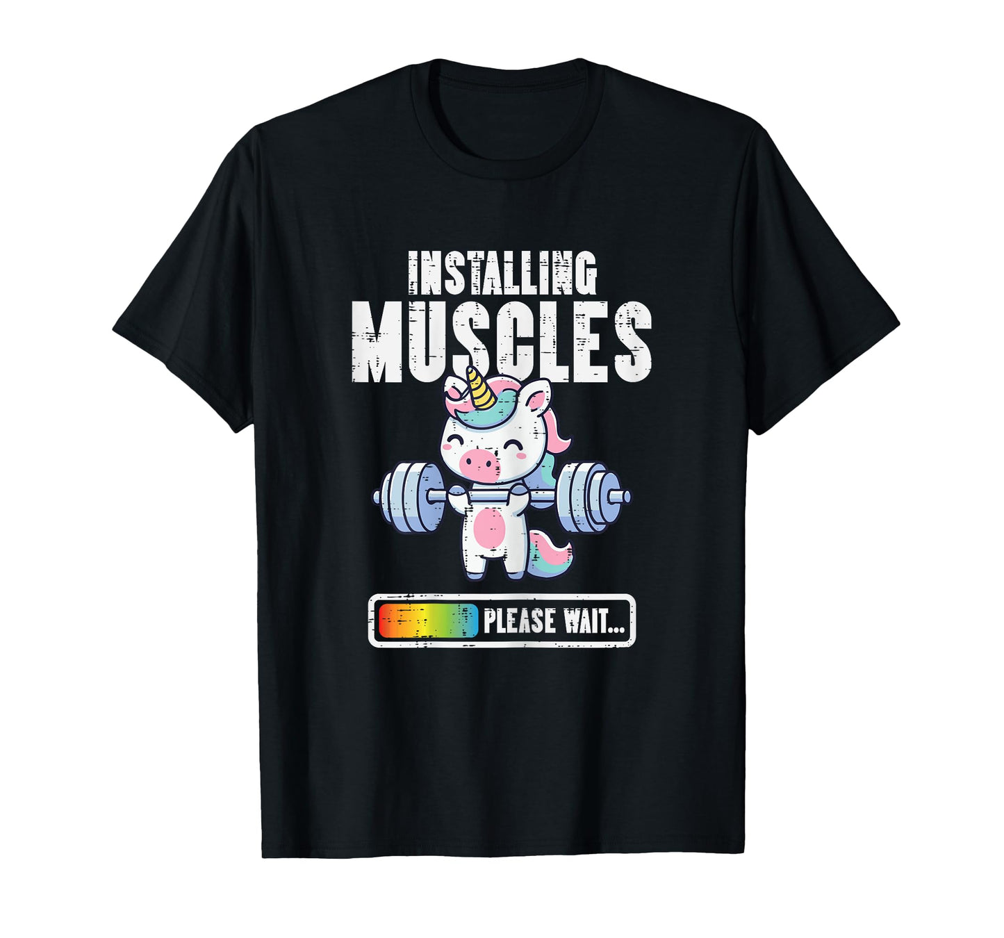 Gym Unicorn Installing Muscles Funny Workout Women Girls Kid T-Shirt