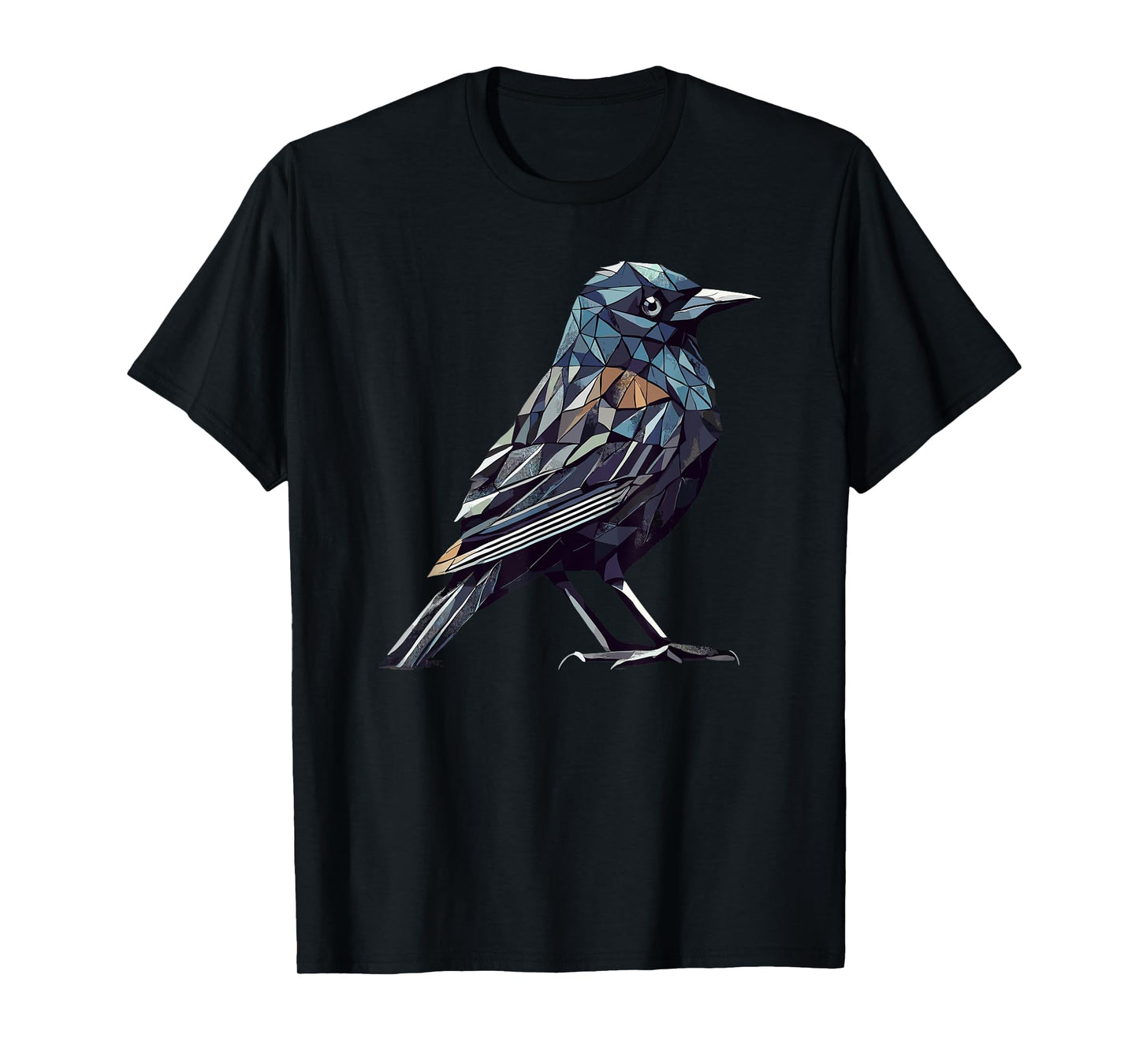 Geometric Art Common Blackbird Birdwatcher Birdwatching T-Shirt