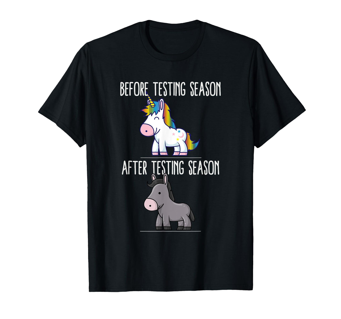 Before After Testing Season Is My Cardio Teacher Unicorn T-Shirt