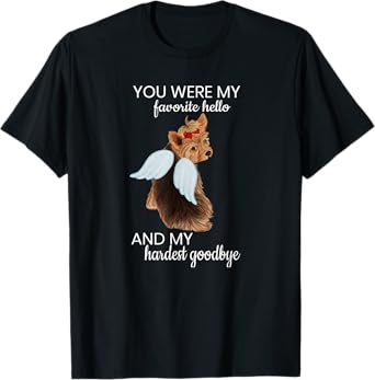 Angel Wing Dog Yorkie Memorial Puppy Rainbow Bridge Pet T-Shirt for Men Women Girls Kids