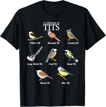 Nerd Funny Tit Birds Birdwatcher Collection of Titten Bird T-Shirt