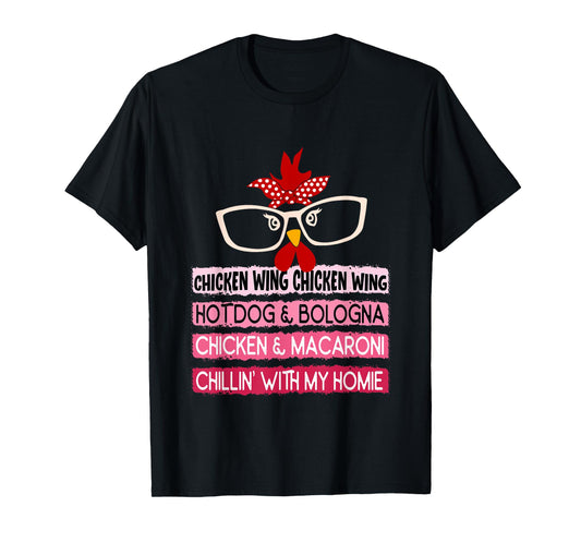 Cooked Chicken Wing Chicken Wing Hot Dog Bologna Macaroni Men Women Girls Kids T-Shirt