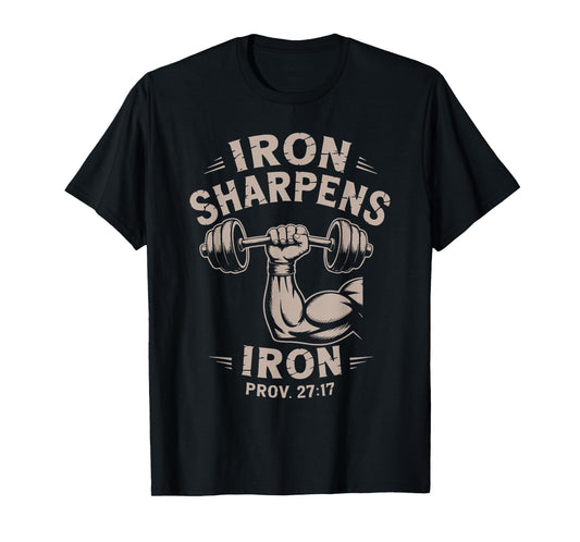 Iron Sharpens Iron Youth Christian Workout Gym Weightlifting T-Shirt