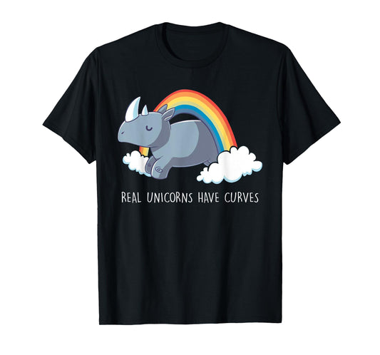 Real Unicorns Have Curves Rainbow Tee T-Shirt