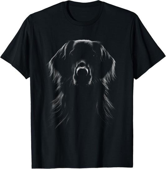 Flat-Coated Retriever Dog Face Art Design T-Shirt
