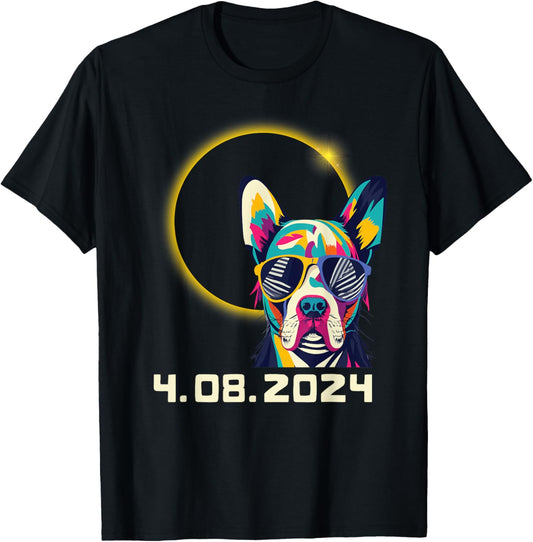 2024 Solar Eclipse Dog Wearing Solar Eclipse Glasses 4.08.24 T-Shirt