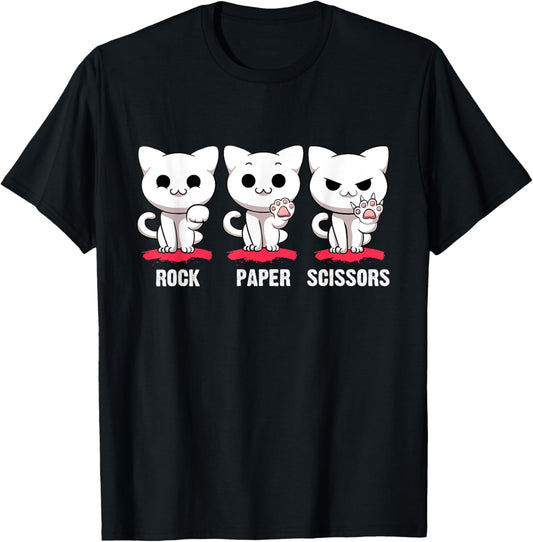 Cat Rock Paper Scissors Cute Cat Paws Funny Cat Kitty Lover T-Shirt