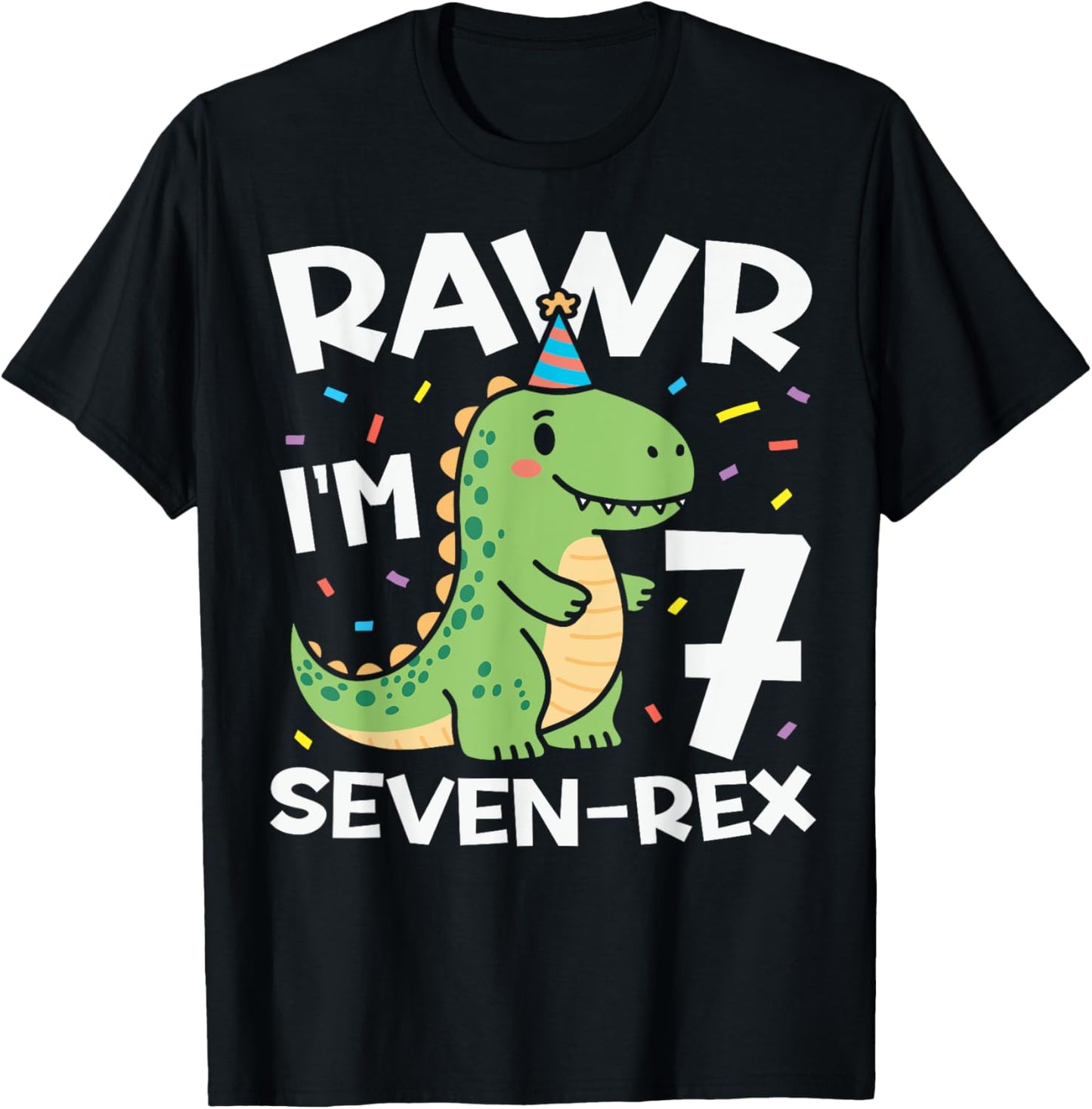 Rawr I'm 7 Seven Rex Cute T-Rex 7th Birthday Dinosaur Party T-Shirt