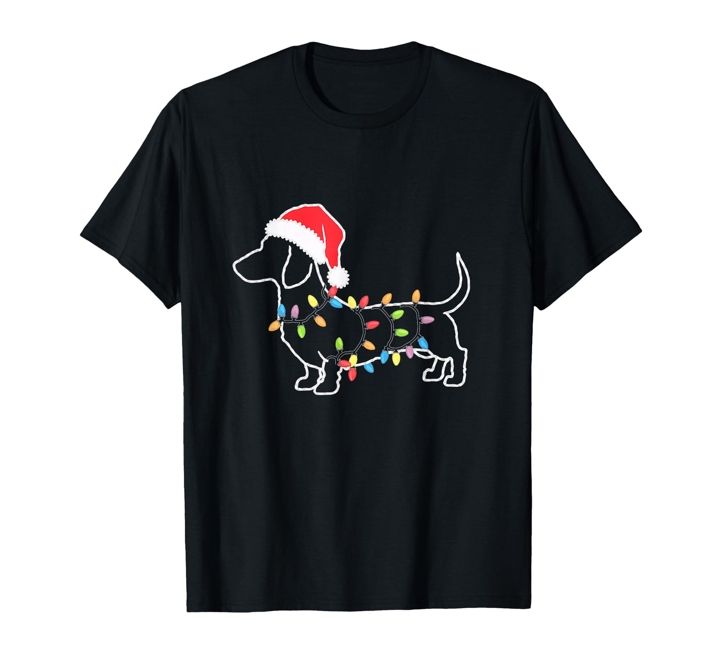 Dachshund Christmas Lights Santa T-Shirt