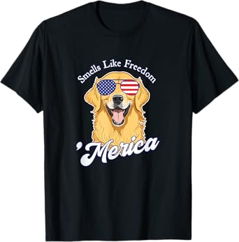 Golden Retriever American Flag Patriotic 4th of July Vintage T-Shirt for Women Men