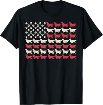 Golden Retriever Patriotic American Flag, 4th Of July Dogs T-Shirt