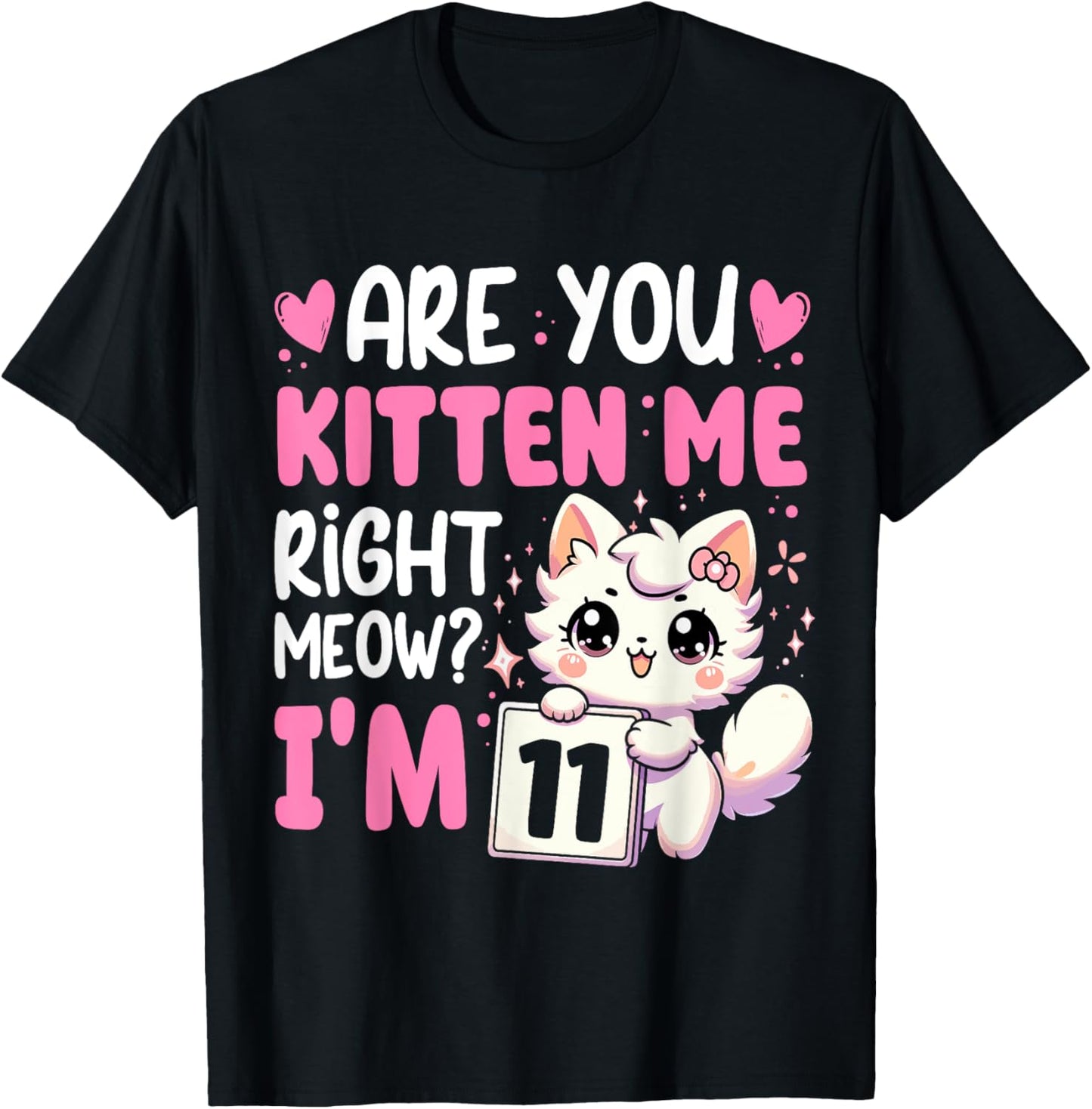 11th Birthday Shirt For Girl 11yr 11 Year Old Kitten Cat T-Shirt