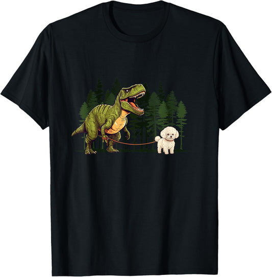 Bichon Frise Dinosaur T-Rex Walking Funny Dog Trex Men T-Shirt