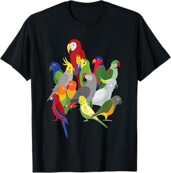 Parrot Herd - Macaw, Cockatoo, Grey Grey & Budgies T-Shirt