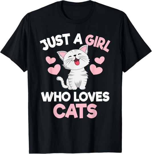 Just A Girl Who Loves Cats Cat Lover Cute Cat Kitty T-Shirt