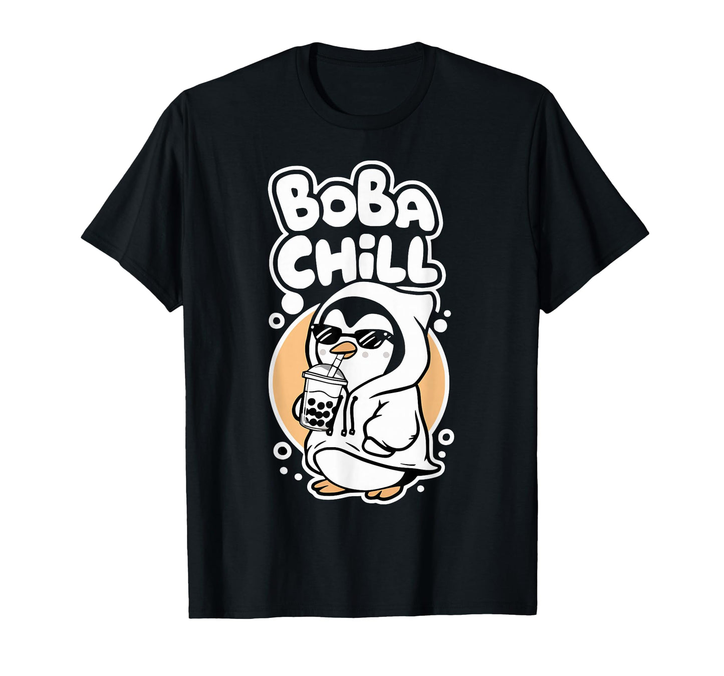 Boba Chill Kawaii Penguin Bubble Mike Tea Drink Cool Penguin T-Shirt