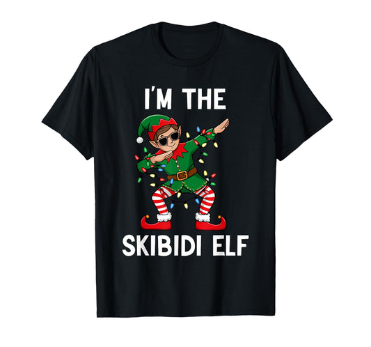 Funny Christmas Brainrot The Skibidi Elf Xmas Boys Girls T-Shirt