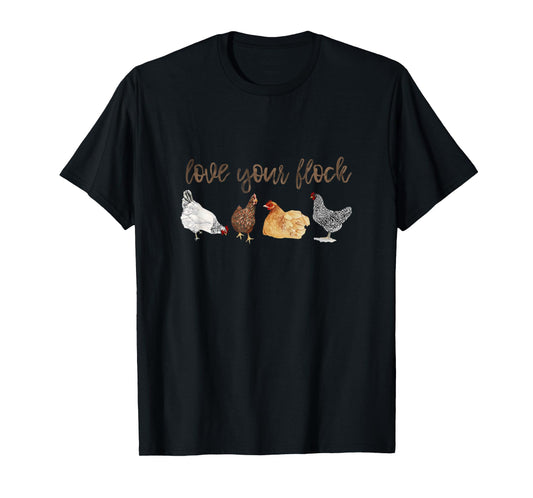 Love Your Flock Chicken Hen Watercolor Farm House Mama T-Shirt