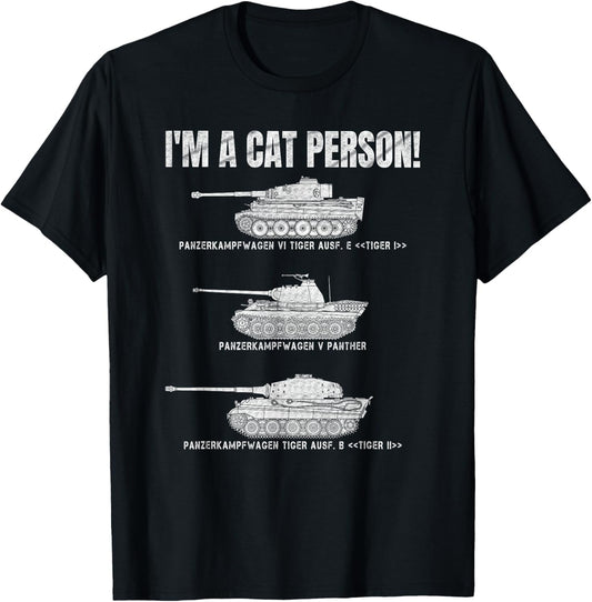 Panzer VI Tiger I German Panther Panzers Lover Cat Person T-Shirt