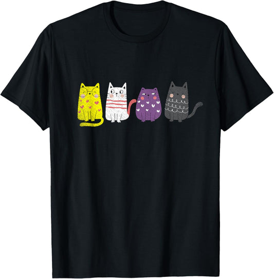 Cute Animal Cat Gift Non Binary Pride Agender Non Binary T-Shirt